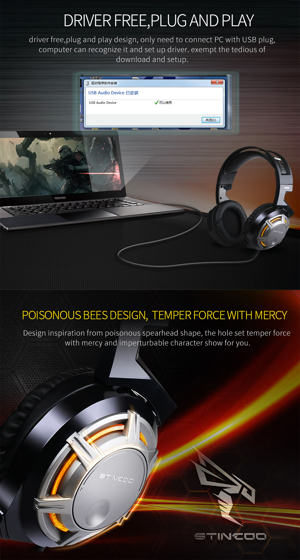SOMiC G926 USB Wired LED Light Gaming Headphone HiFi Headset with Microphone 7