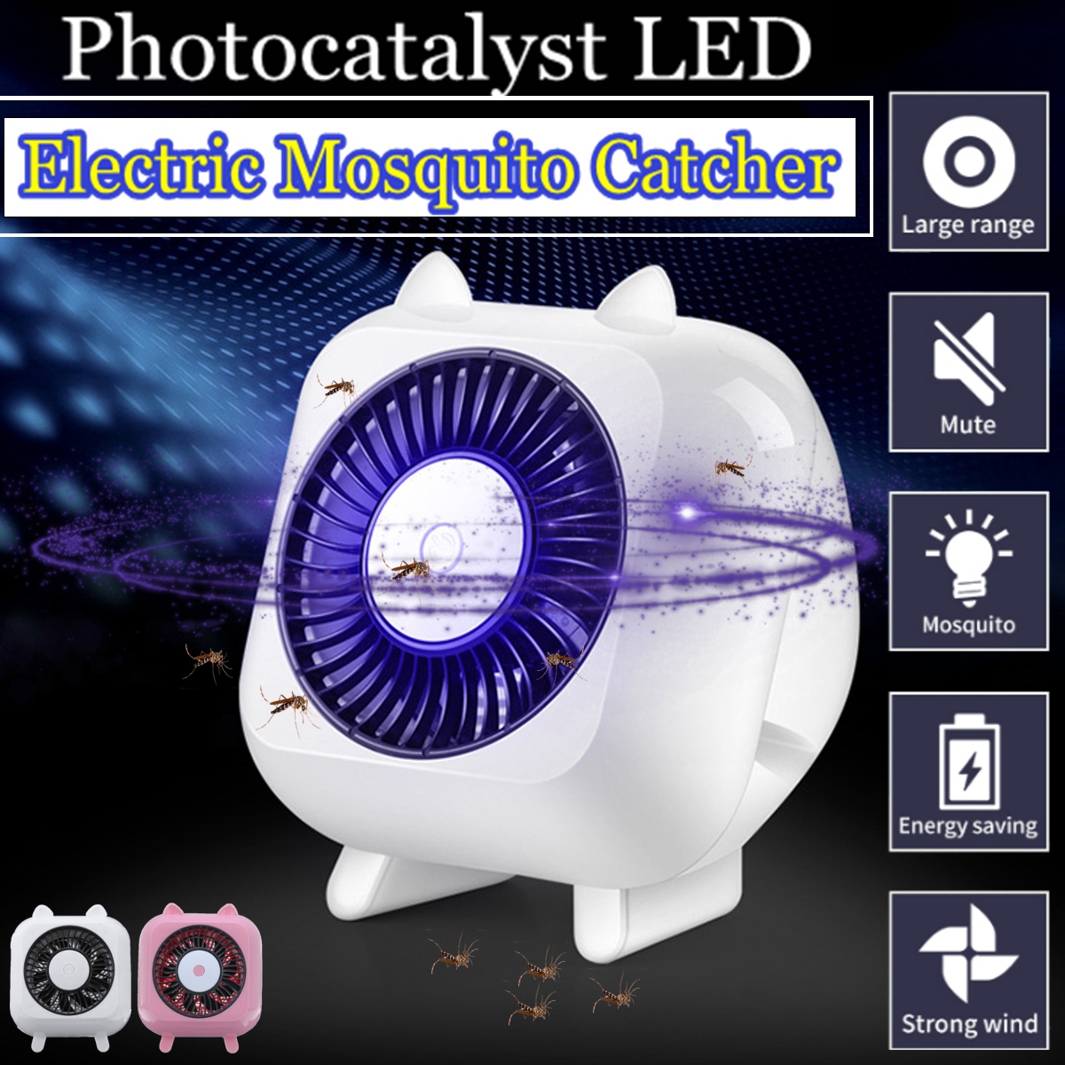 Electric Photocatalyst LED Mosquito Trapping Catcher Lamp Insect killer Trap Light