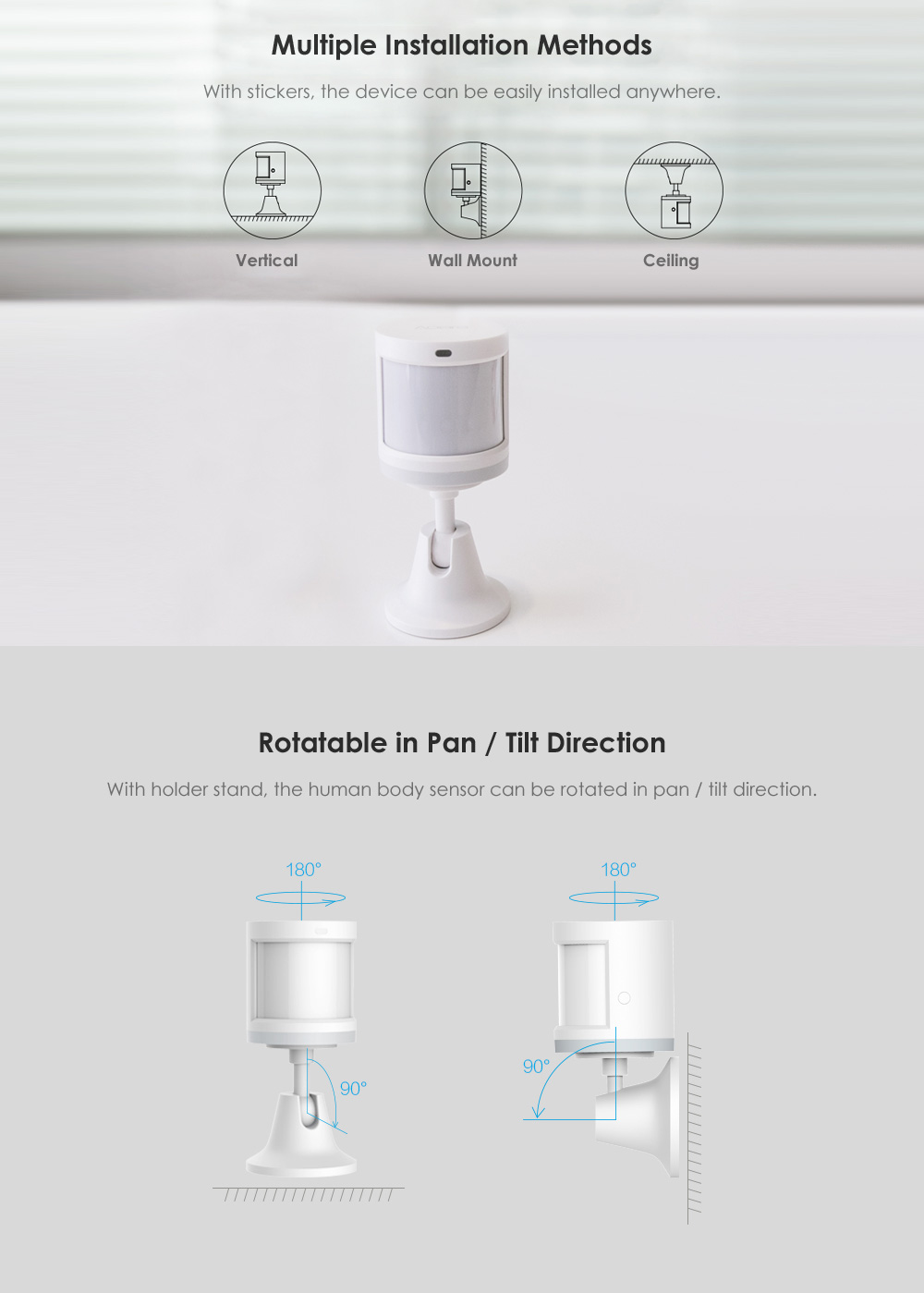 Original Xiaomi Aqara ZigBee Wireless Human Body PIR Sensor Smart Home Kit 6