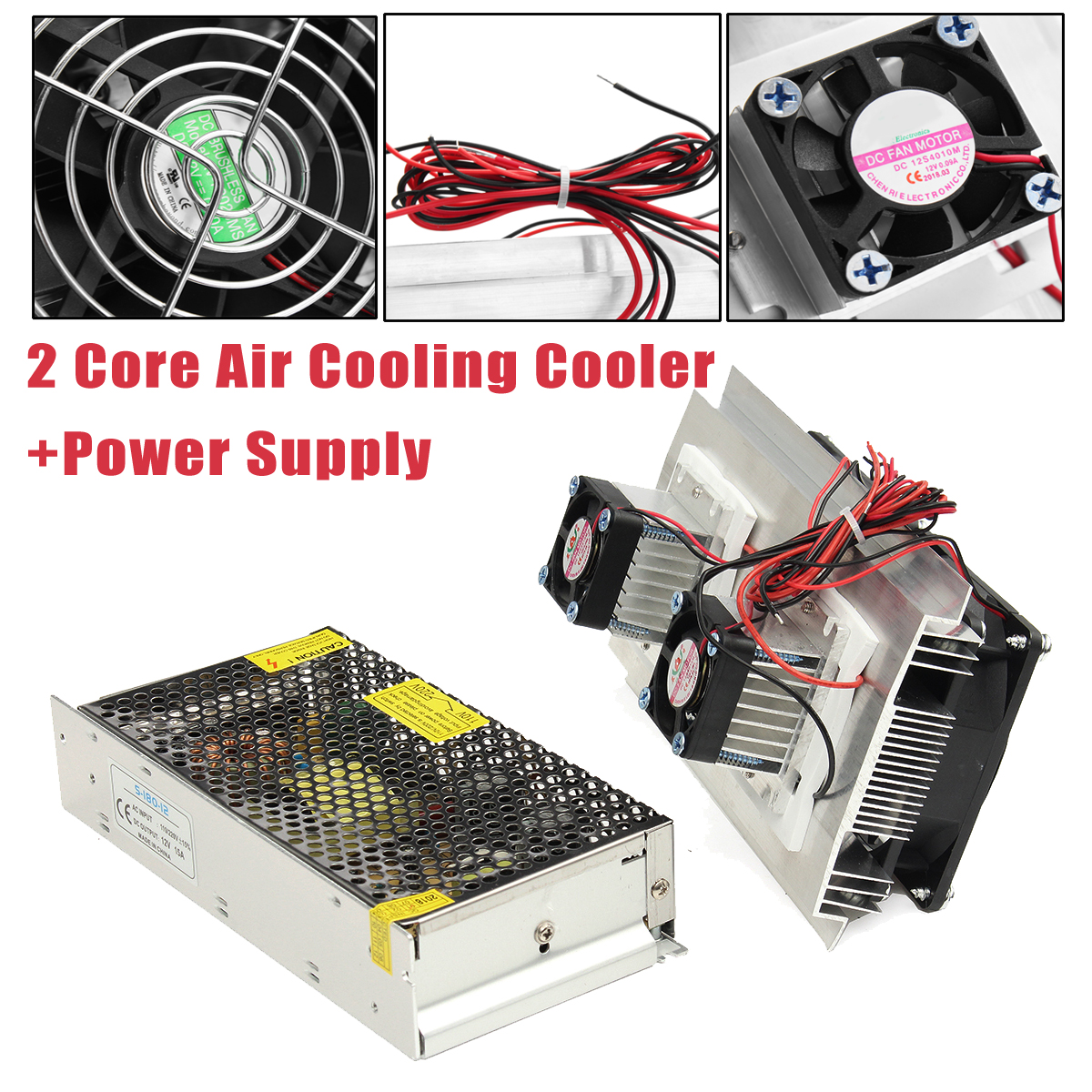 Dual-Core Thermoelectric Cooler Peltier Refrigeration Cooling System Kit with Power Supply Walfront . 