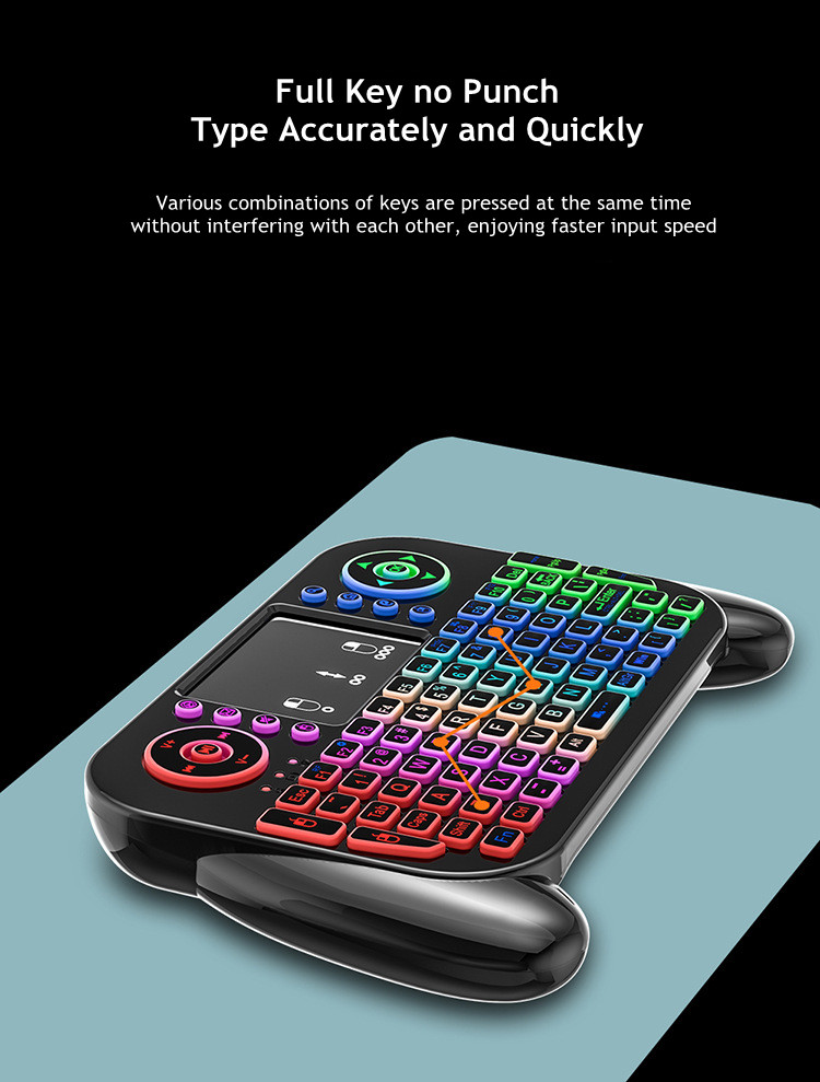 V8 Mini keyboard Dual-Mode Handle Keyboard Three-Color Backlight Air Mouse for PC Android TV Box