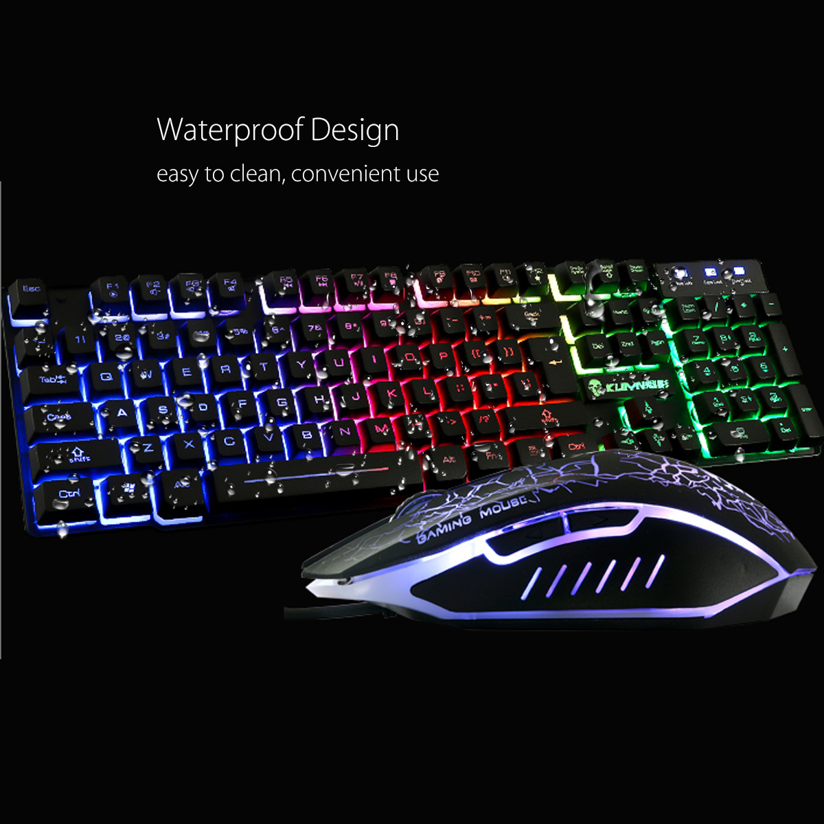 Color : White HUAIHAODI-US Wired Colorful Backlight Proficient Feel Suspension Keyboard Ophthalmic Mouse Kit for Laptop 