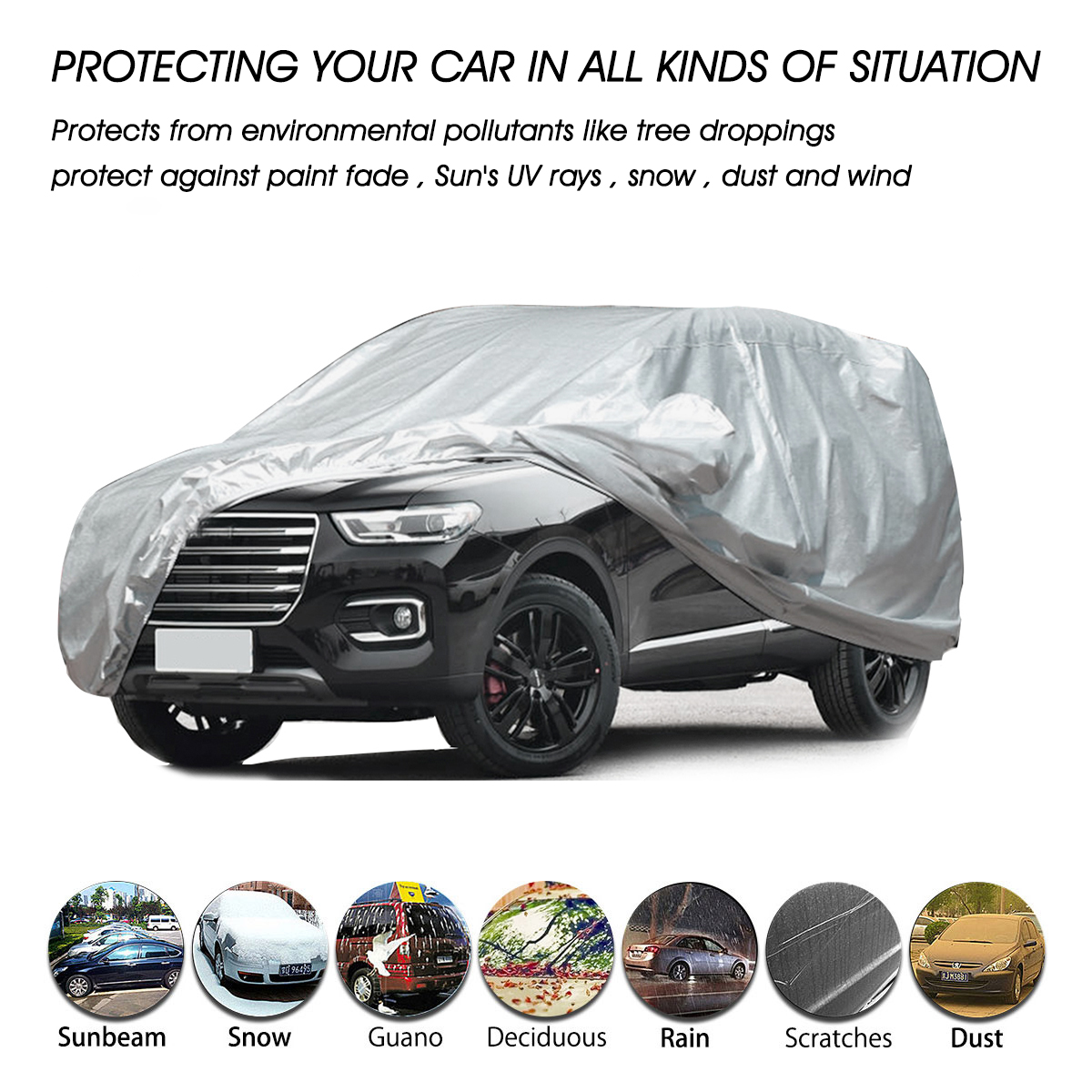 170T SUV Full Car Cover Rain Snow UV Protection Outdoor WaterProof Breathable