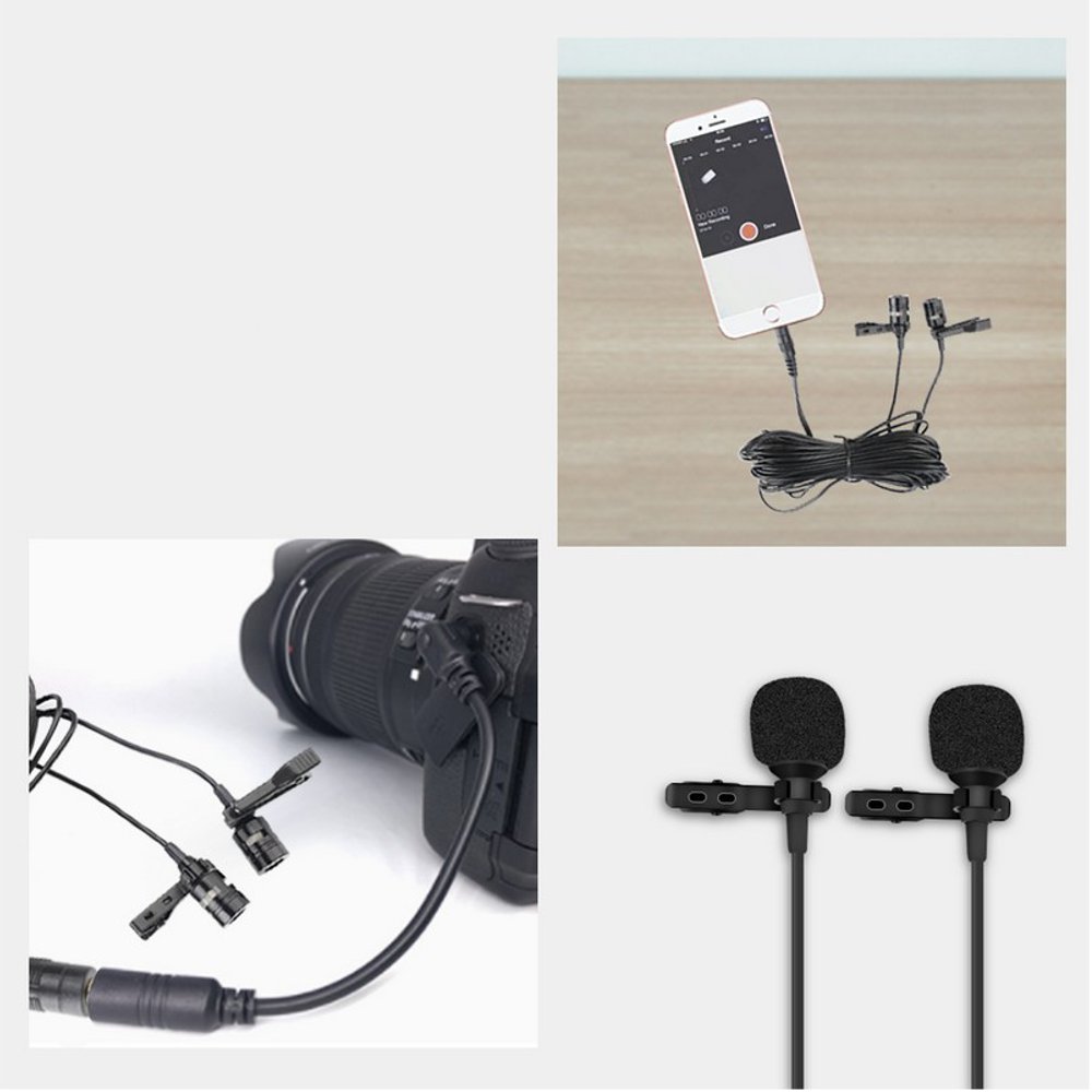Double Head Live Interview Microphone With 3.5mm Plug 1.5m Cable For DJI OSMO Pocket Gimbal Android iOS Smartphone - Photo: 12
