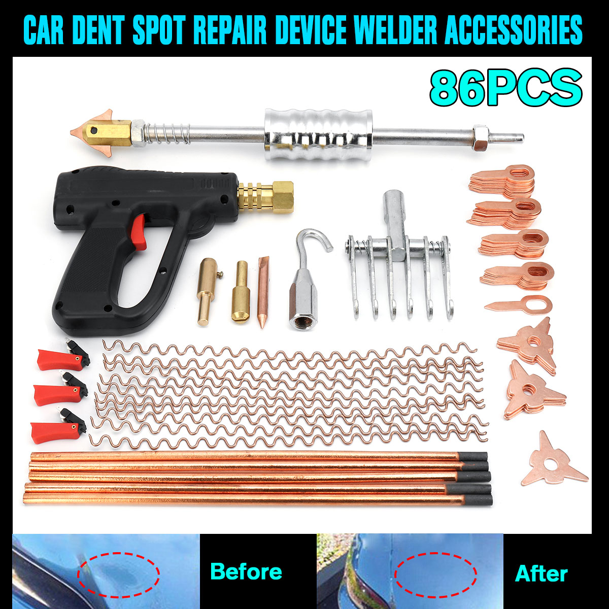 86Pcs Dent Puller Kit Car Body Dent Spot Repair Device Welder Stud Weld Welding Tools Kit