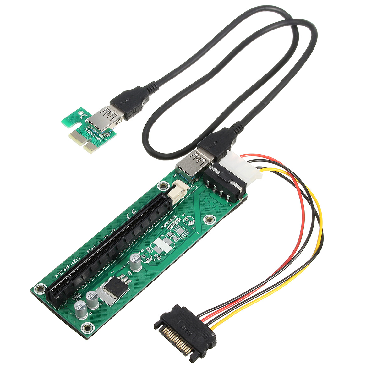 USB 3.0 PCI-E Express 1x to16x Extension Cable Extender Riser Board Card Adapter SATA Cable