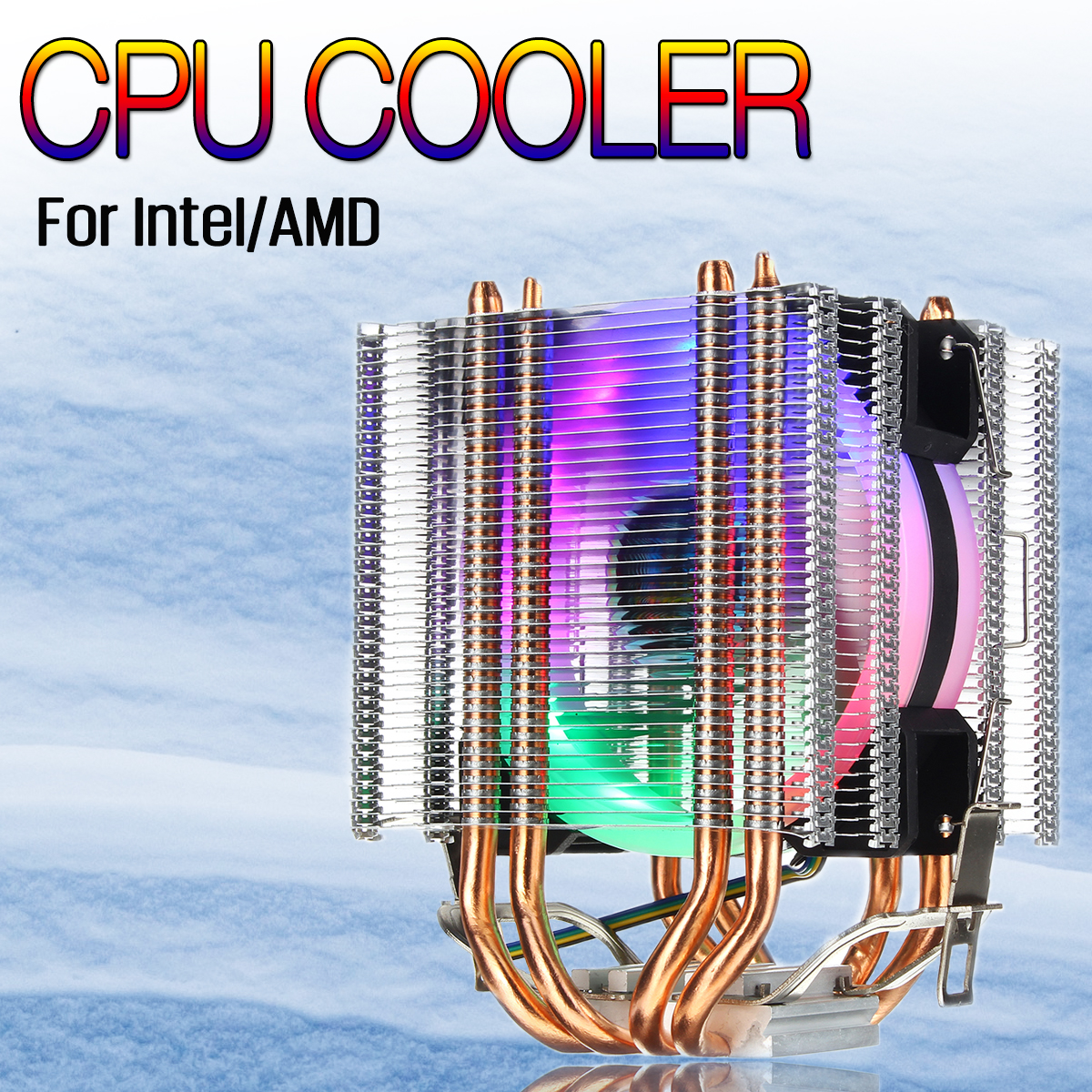4Pin 4 Heatpipes Colorful Backlit CPU Cooling Fan Cooler Heatsink For Intel AMD 10