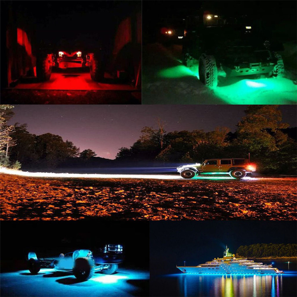 Waterproof Wireless Bluetooth Music LED RGB Off-road Rock Light Accent Car SUV Truck Rc Parts - Photo: 11