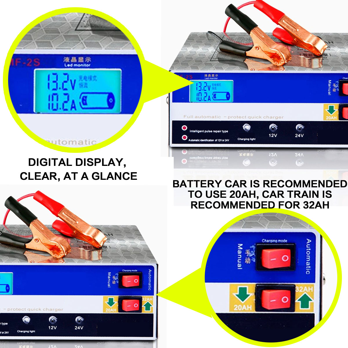 260W 12V//24V Universal Electric Car Li-Ion Battery Charger for Automobile Motorc