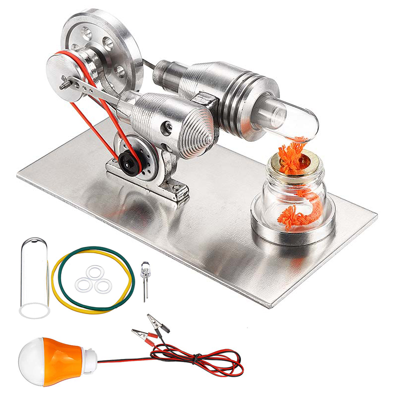 STEM Stainless Mini Hot Air Stirling Engine Motor Model Educational Toy Kit 136