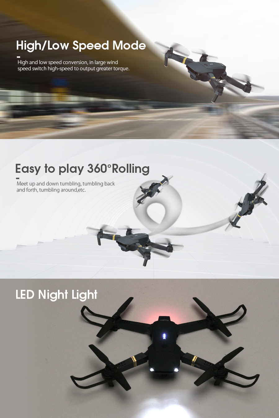 Eachine E58 WIFI FPV With 720P/1080P HD Wide Angle Camera High Hold Mode Foldable RC Drone Quadcopter RTF