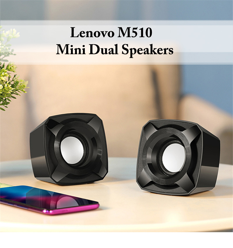 Alto-falante com fio Lenovo M510 HIFI Stereo Bass 2.0 Soundbar USB 3,5 mm Multimedia Dual Desktop Alto-falantes para laptops
