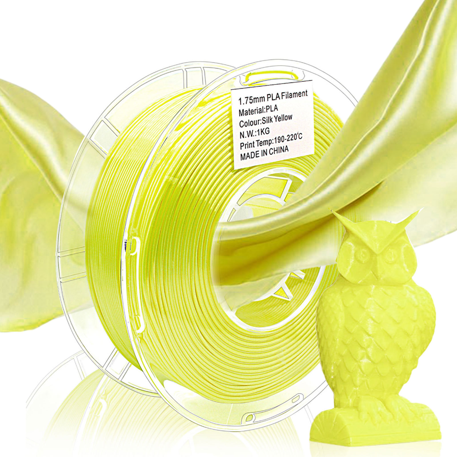 [US Direct]iMetrx® 5 Rolls Silk PLA Filament 1KG 1.75mm Black/White/Gold/Silver/Yellow Filament Set for 3D Printers