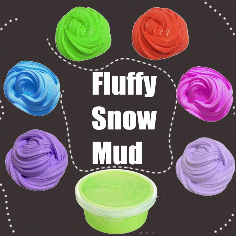 Fluffy Snow Mud Slime Colorful Color Random Kids Sludge Toy No Borax Stress Relief