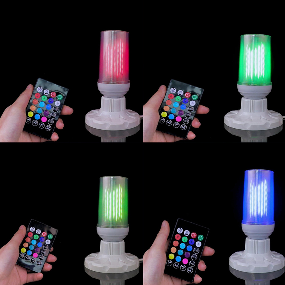 AC85-265V E27 8W Dimmable bluetooth Speaker RGB Flame Effect LED Bulb with 24 Keys Remote Control