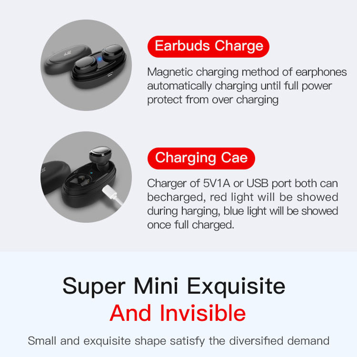 [Truly Wireless] Invisible Bluetooth Earphone Stereo Bass Sound Noise Cancelling Headset With HD Mic 21