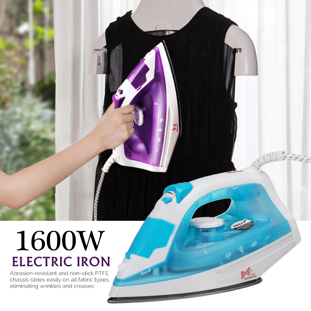 1600W 220V Handheld Portable Steam Iron Electric Garment Cleaner 5-speed Temperature Adjustment