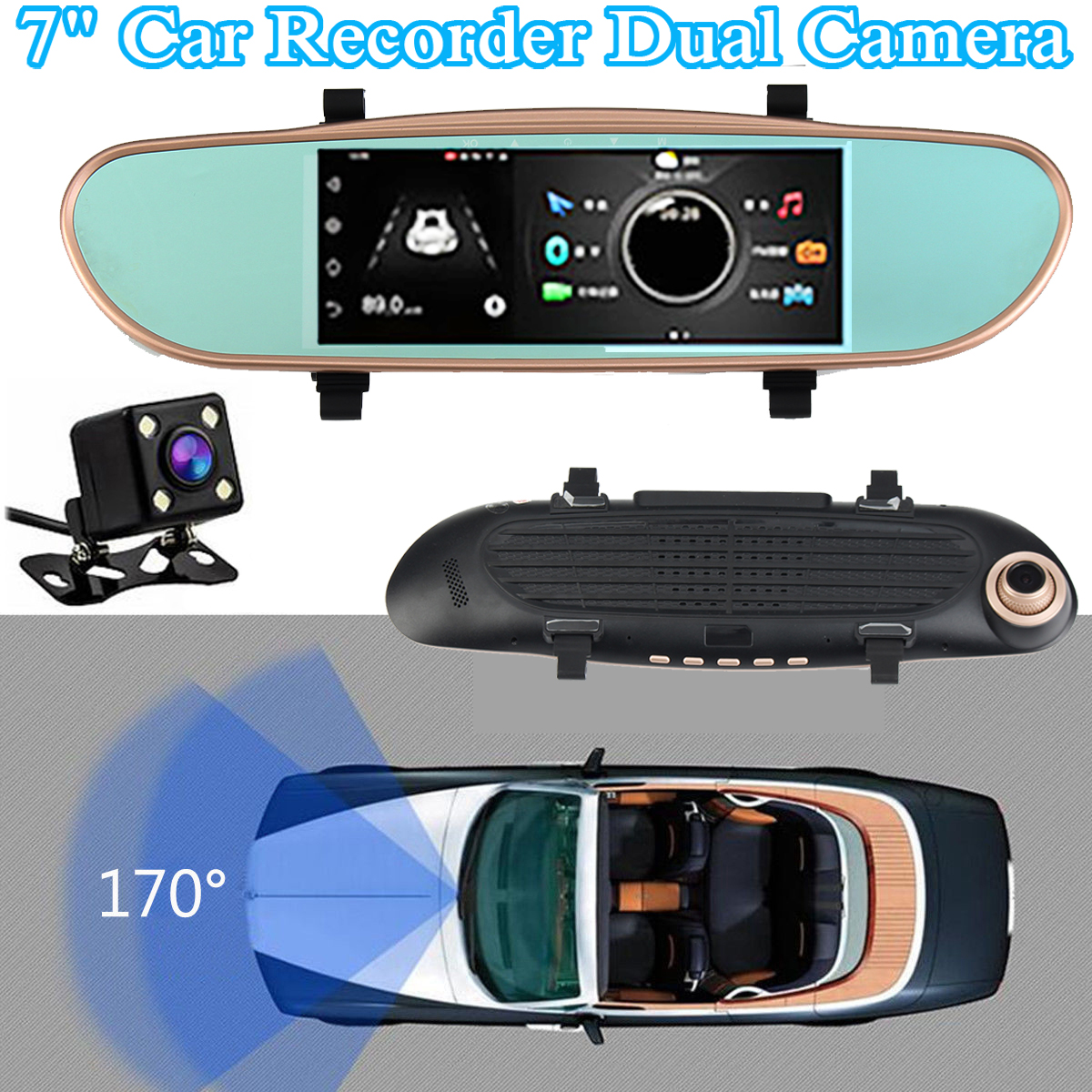7 Inch Car Recorder Camera Dual Lens DVR Video Recorder