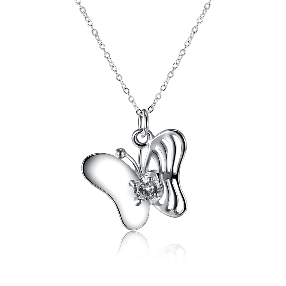 

YUEYIN Trendy Sweet Butterfly Zircon Silver Clavicle Necklaces