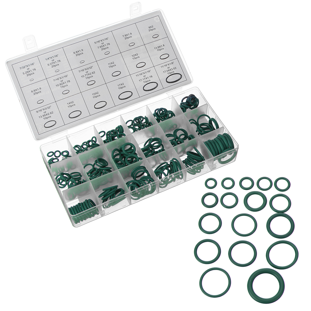 270pcs 18 Sizes O Ring Hydraulic Nitrile Seals Green Rubber O Ring Assortment Kit 9