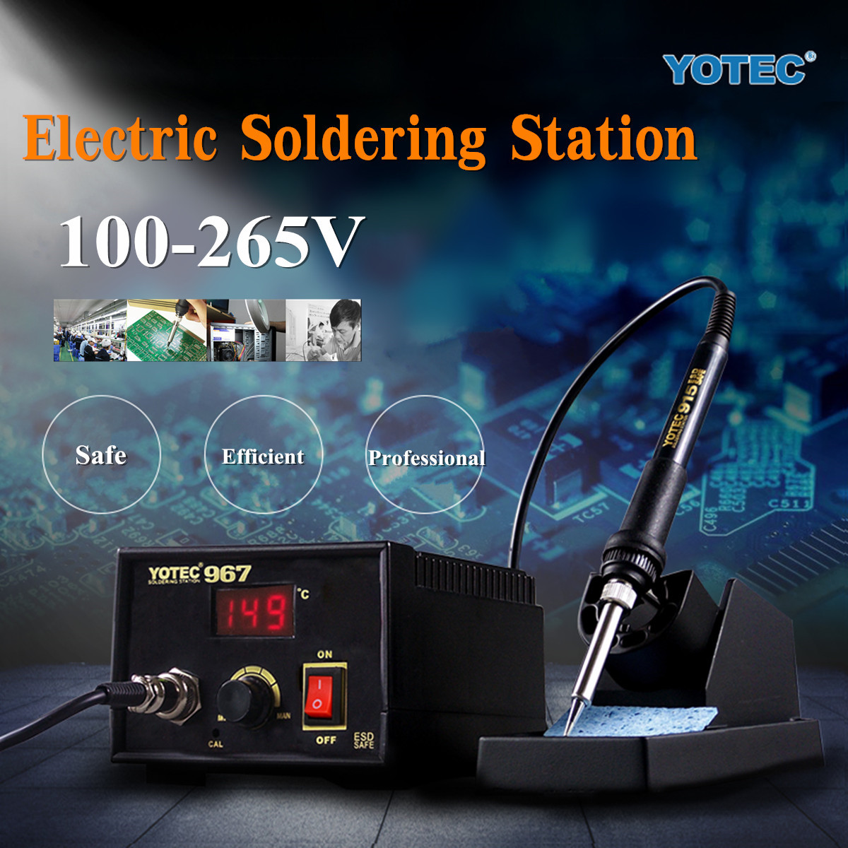 110-265V 967 Power Electric Soldering Station SMD Rework Welding Iron Holder Set 62