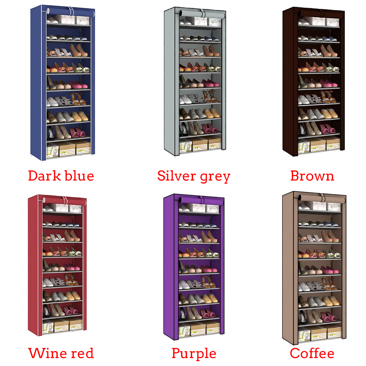 10 Tiers 9 Lattices Shoe Rack Shelf Storage Closet Organizer Cabinet With Dust Cover