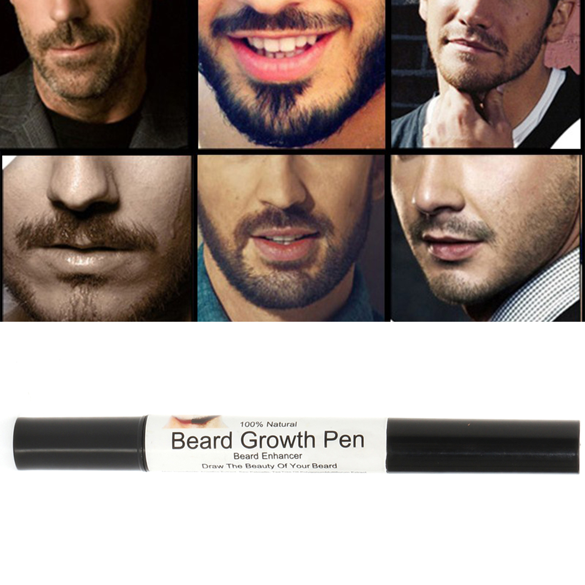Natrual Beard Growth Pen Facial Hair Mustache Sideburns Eyebrow