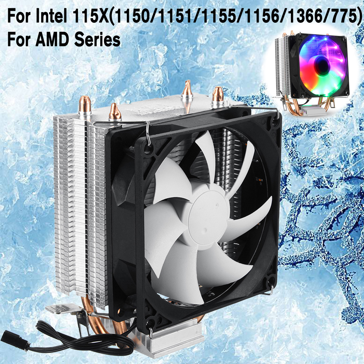 3Pin DC 12V Colorful Backlight 90mm CPU Cooling Fan PC Heatsink for Intel/AMD For PC Computer Case 8