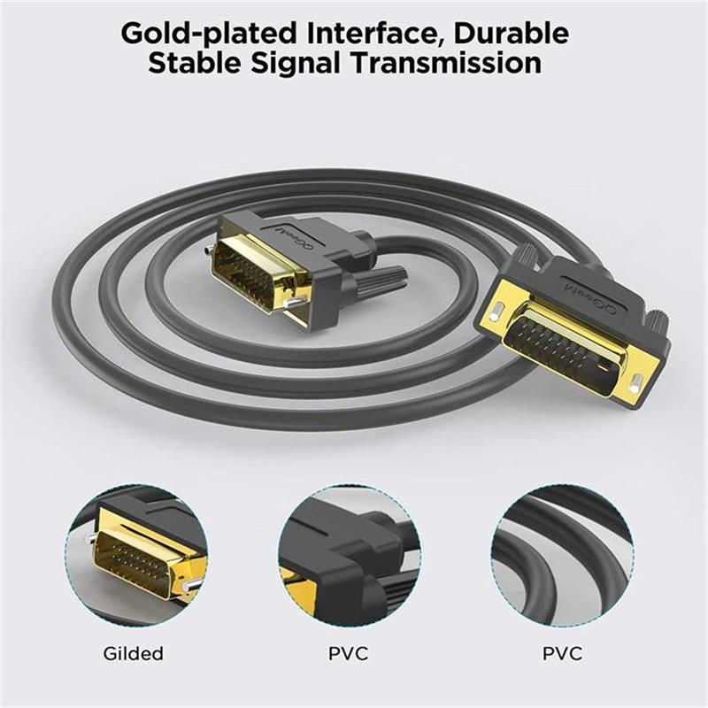 QGeeM DVI to DVI Male to Male Dual Connection Cable 1080P HD DVI-D Digital to DVI-D Digital Cable