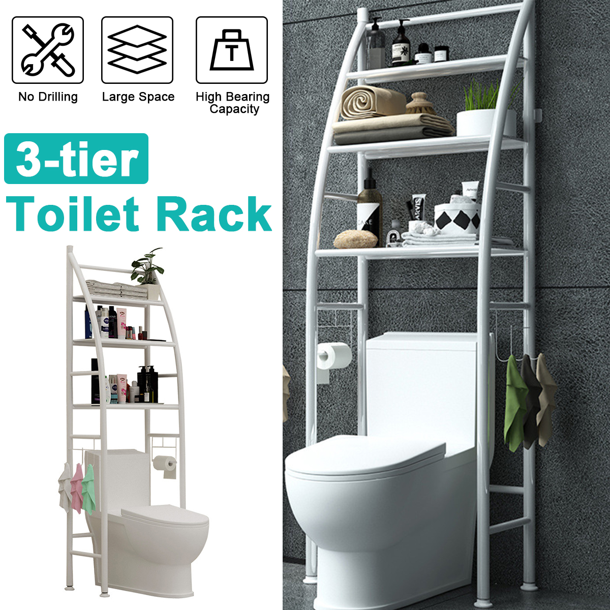 Floor-to-Ceiling Bathroom Shelf Rack Wall-Mounted Bathroom Hair Dryer Toilet Washing Machine Toilet Shelf Storage Rack