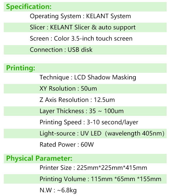 KELANT® D200 405nm UV Resin LCD 3D Printer Support Off-line Print with Dual Z-asix Rail/3.5inch Colorful Touch Screen