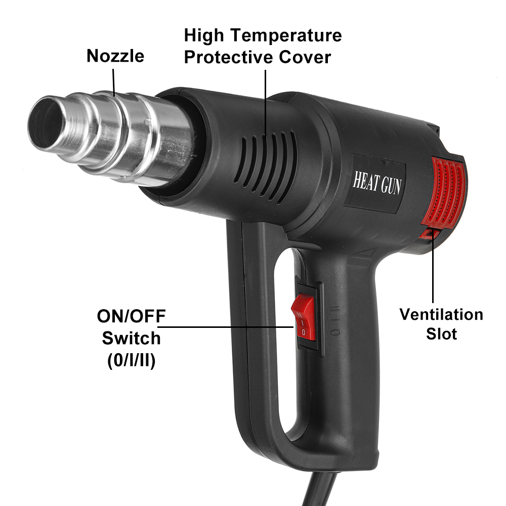 2000W 220V Hot Air Guns 2-Gears Adjustable Electric Heat Guns for Stripping Paint Removing Rusted Bolt Shrinking PVC