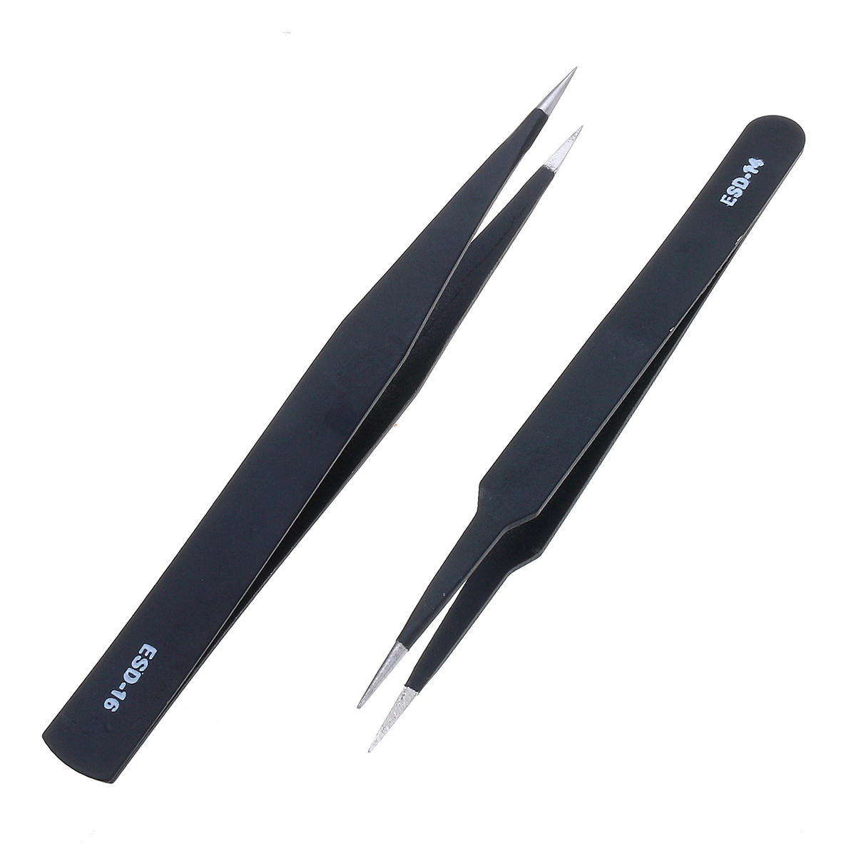 9 Pcs ESD Tweezer Anti-static Stainless Steel Precision Tweezers for Electronics Nail Beauty 19