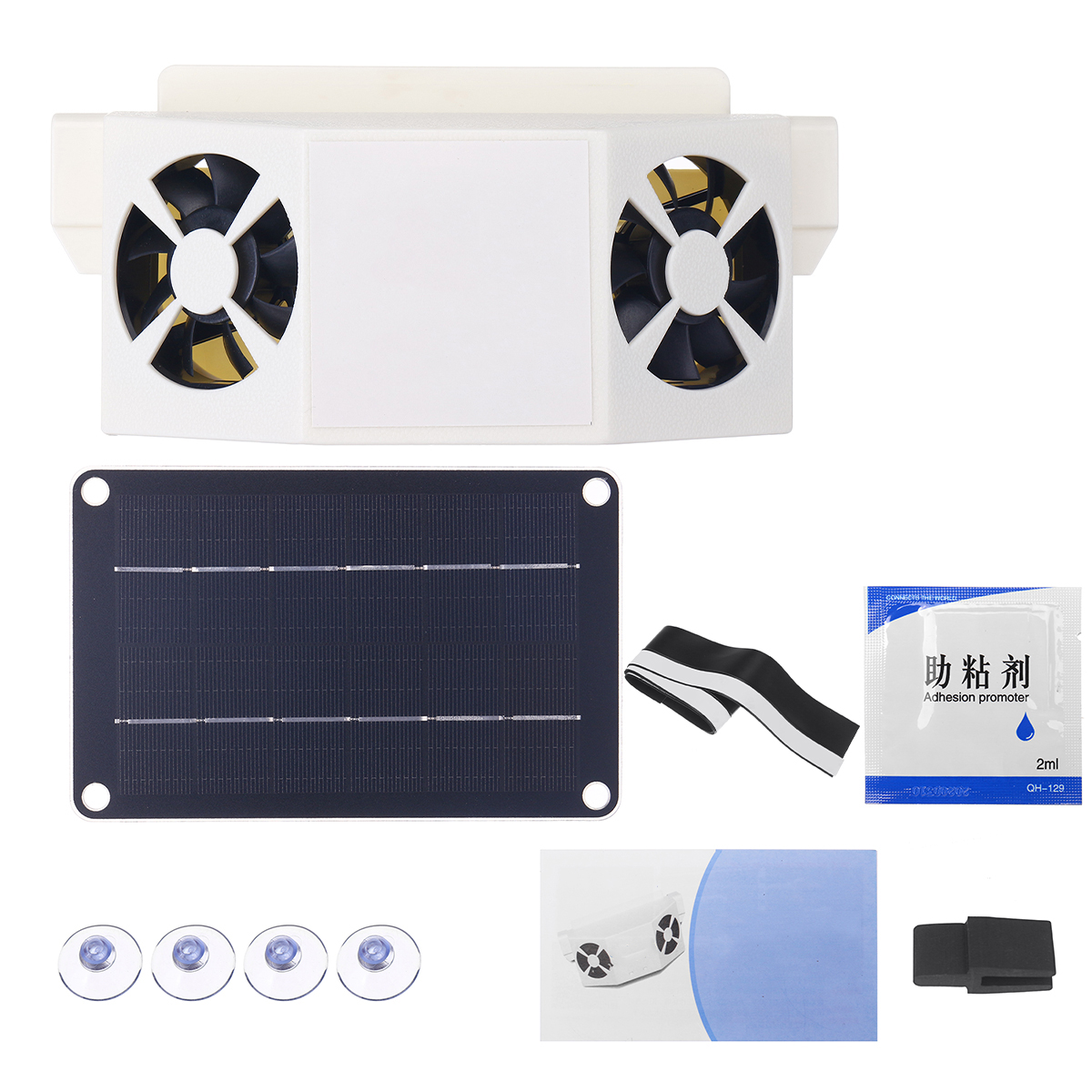 Refrigerador solar portátil com ventilador duplo e refrigerador de janela de carro