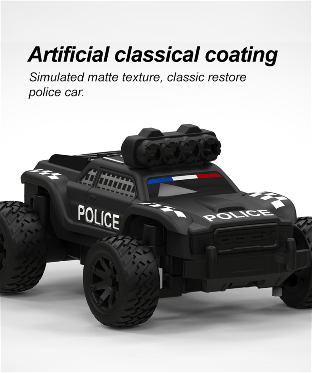 Turbo Racing C82 RTR 1/76 2.4G Mini RC Car Police Off-Road Truck LED Lights Full Proportional Vehicles Model Kids Children Toys