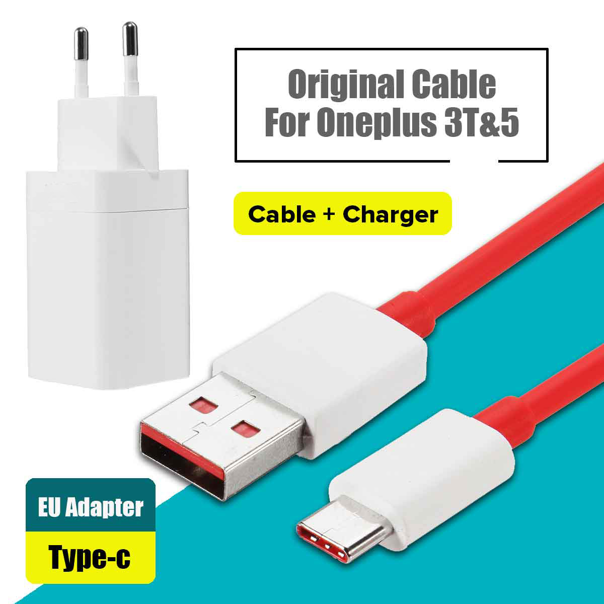 5V 4A Original Fast Phone Charger EU Adapter Type-C Cable For ONEPLUS 3T / 5