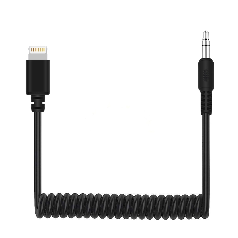 PULUZ PU514 3.5mm TRRS Male to 8 Pin Live Microphone Audio Adapter Spring Coiled Cable for DJI OSMO Pocket Smartphones Cable Stretching to 100cm