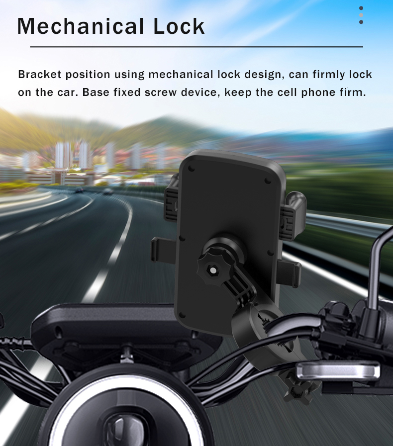 Bakeey M1 360° Rotation Mechanical Lock Motorcycle Bicycle Handlebar Mobile Phone Holder Stand for Devices between 4.7-6.5 inch for Redmi Note 8 