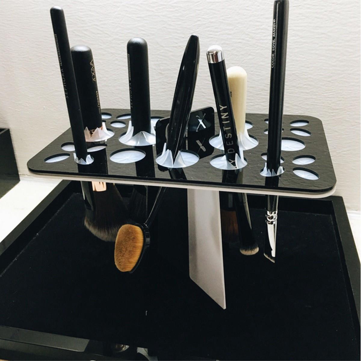 25 Holes Acrylic Makeup Brush Rack Eyeshadow Pen Brushes Dryer Organizer Holder Stand