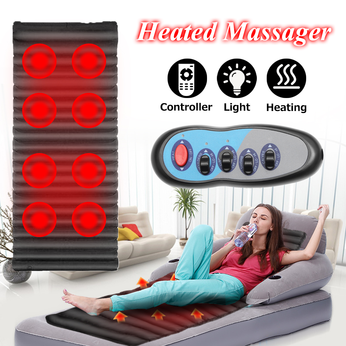 Body Massage Mattress Heated Massager Full Body Cushion Sofa