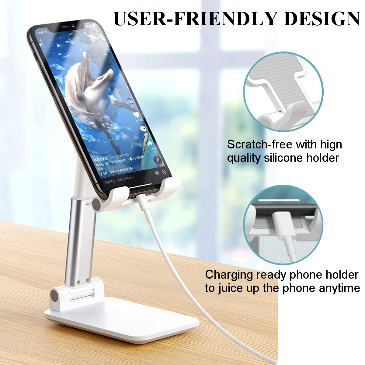 CCT9 Universal Folding Telescopic Desktop Mobile Phone Tablet Holder Stand for iPad Air for iPhone 12 XS 11 Pro POCO X3 NFC
