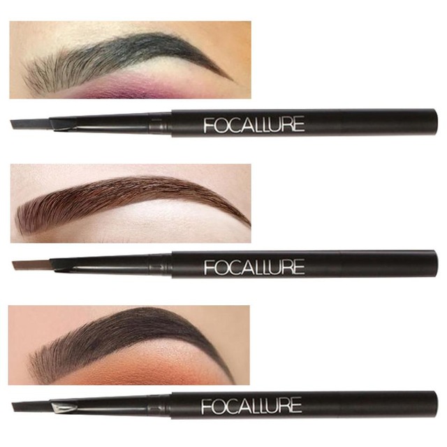 FOCALLURE Eyebrow Pencil Pen Brush Waterproof Makeup Double Automatic Rotation Black Brown Cosmetic