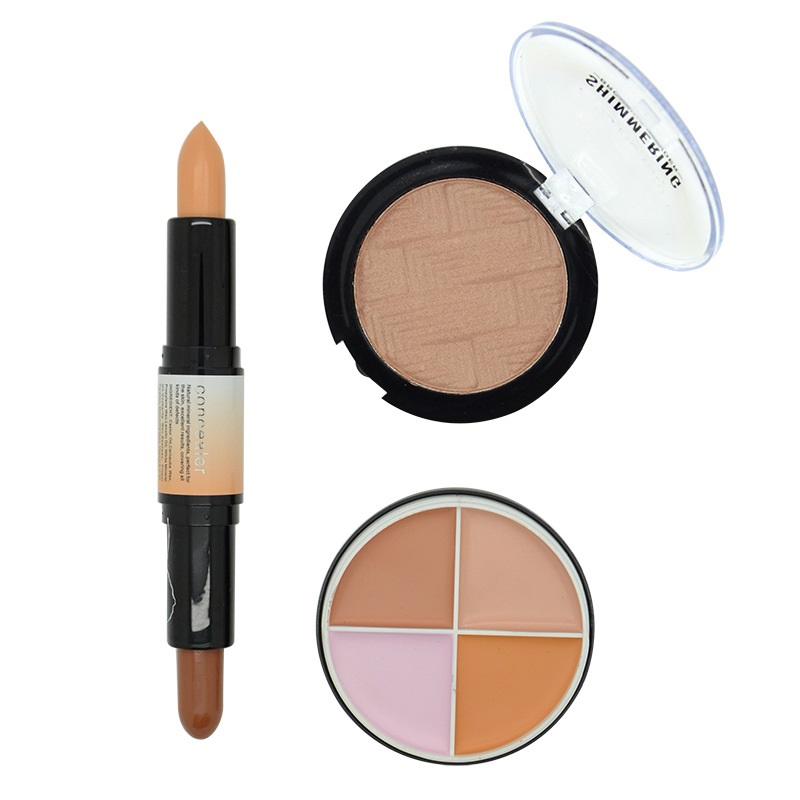 3 in 1 Contour Highlight Palette Double Head Stick Makeup Kit Concealer Highlighting Powder Comestic