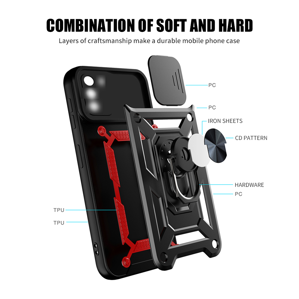 Bakeey for Poco F3/ Xiaomi Redmi K40 Case Armor Bumpers Shockproof Magnetic with 360 Rotation Finger Ring Holder Stand Slide-Camera Protection PC Protective Case Non-Original