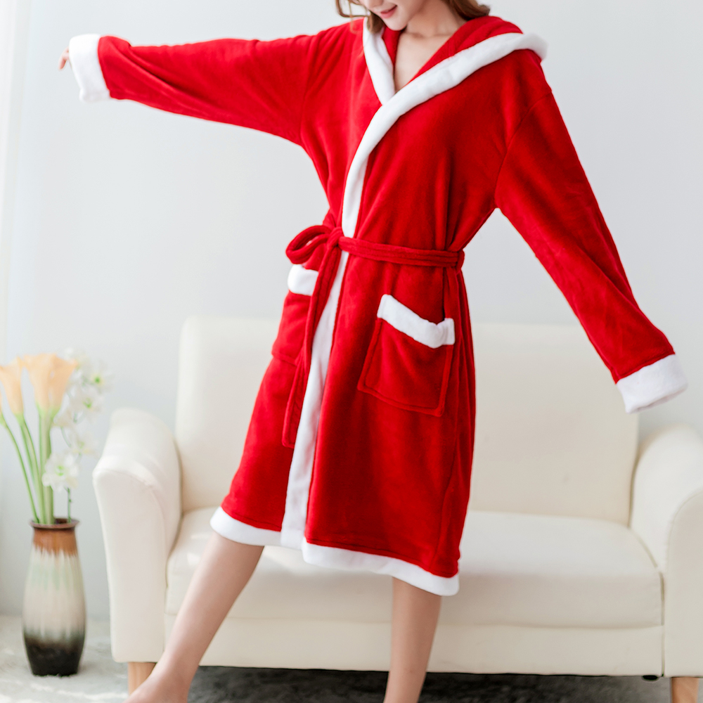 Banggood Coral Fleece Homewear With Hat Thick Robes Keep Warm Nightgown