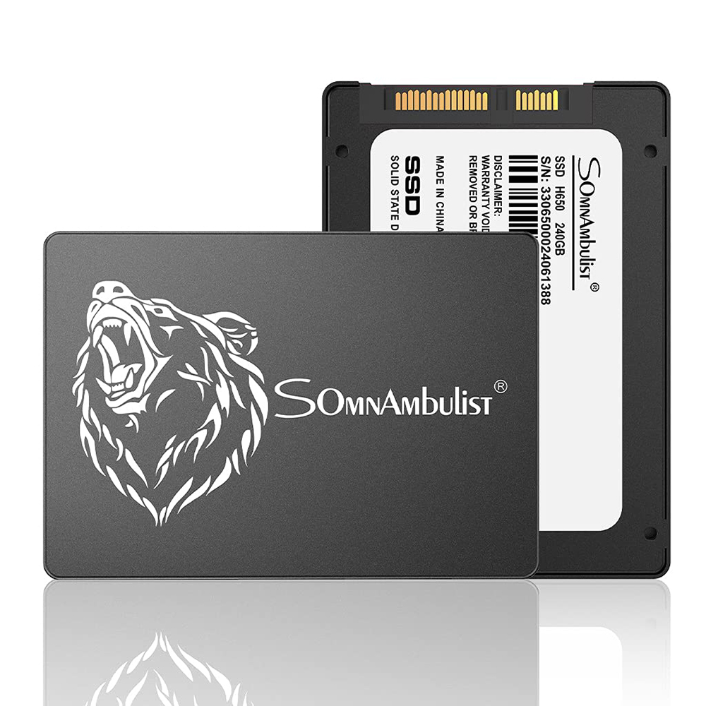Somnambulist 2.5 inch SATA III SSD 120GB/240GB/480GB/960GB TLC Nand Flash Solid State Drive Hard Disk for Laptop Desktop Computer Black Bear