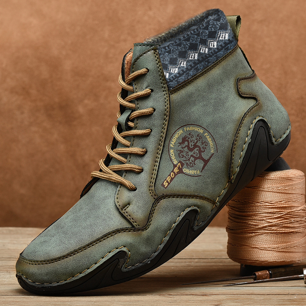 Botas para tornozelo de couro com costura feita à mão à mão Soft