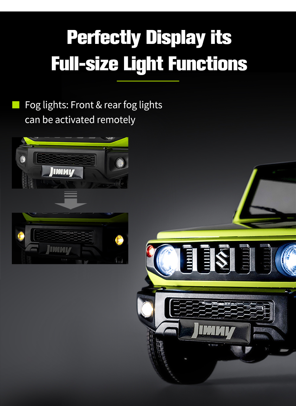 Eachine&FMS RC12002 RTR 1/12 RC Car with 2.4G Two Speed Transmission RC Crawler with LED Lights for RC Model Car Enthusiasts for JIMNY - Photo: 8