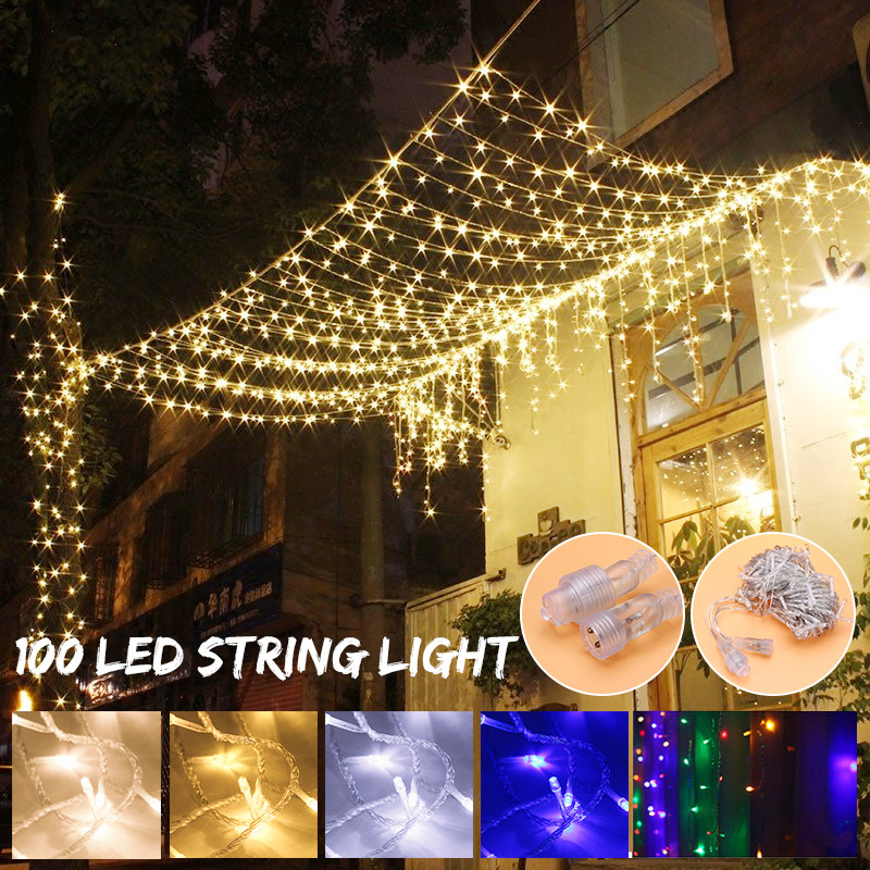 10M 100LED White Warm White Colorful Yellow Blue Window Curtain String Holiday Light Christmas Decor