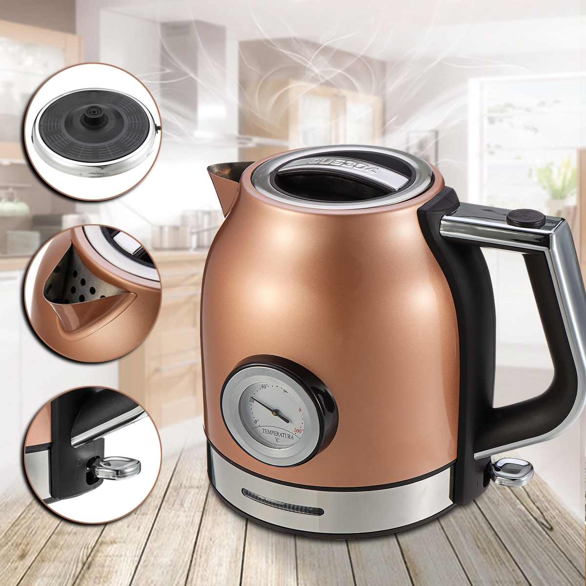 

1.8L 304 Stainless Steel Electric Kettle With Water Temperature Meter 1800W Household 220V Quick Heating Electric Boili